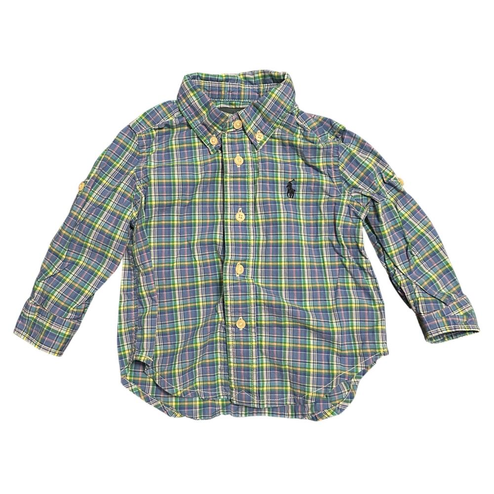 Ralph Lauren Toddler Baby Boys Plaid Button Down Shirt Long Sleeve 12M Preppy
